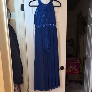 Elegant Blue Halter Dress